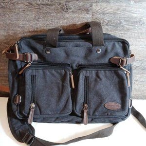 SHENG TS 15.6 Inch Canvas Briefcase, Convertible Laptop Backpack BookBag